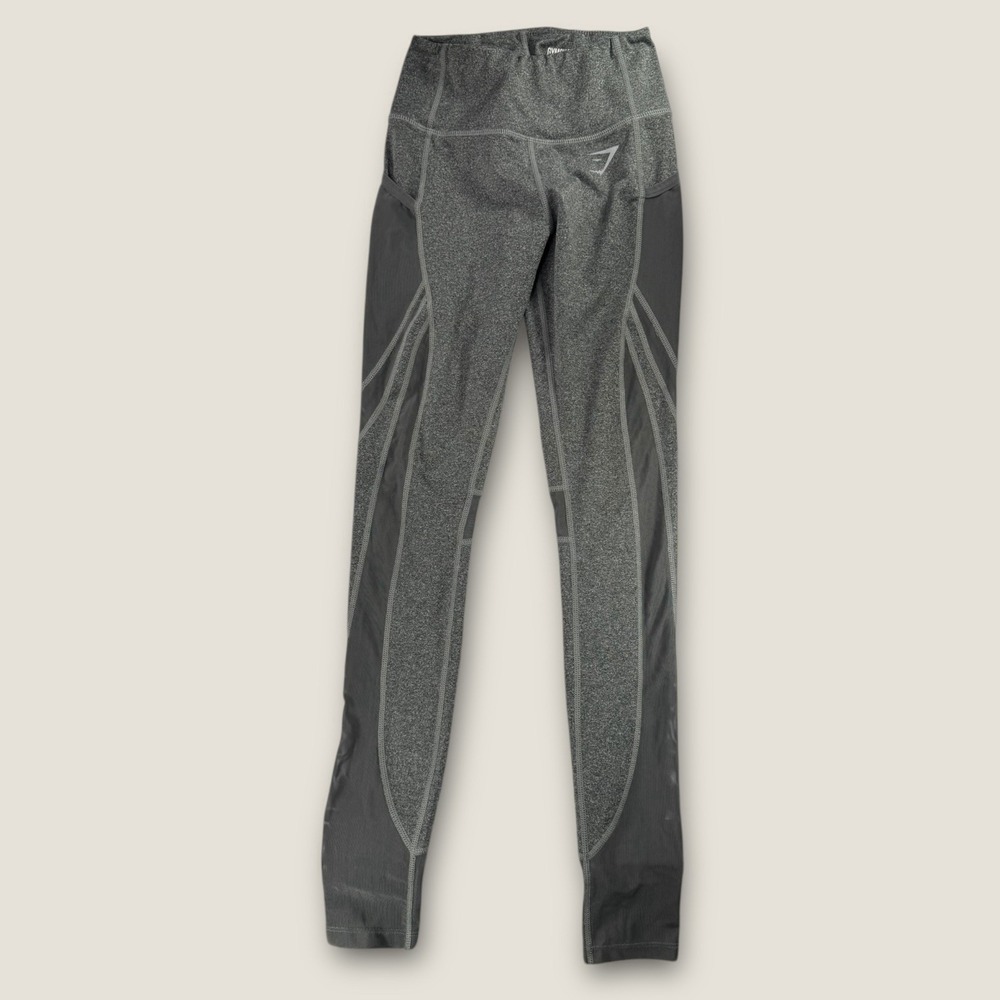 Gymshark Leggings Women's XS Grey Mesh Panel Running Dry Moisture Wicking‎